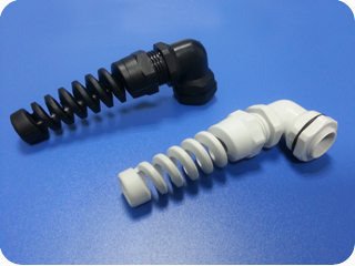 90-Degree Elbow Plastic Cable Glands with Flex Strain Relief (NPT Thread)