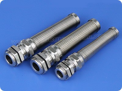 Stainless Steel Cable Glands with Bend Protection (Metric Thread)