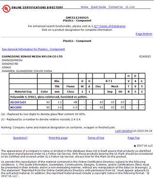 Certificado UL para PA6