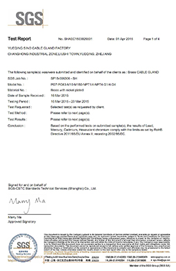 RoHS für Metall Kabelverschraubungen