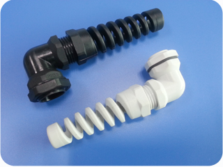 90° Right Angle Cable Glands with Strain Relief (Short Metric Thread)